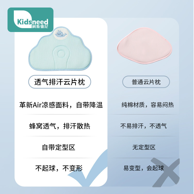 云片枕婴儿0到6个月新生儿透气吸汗夏季宝宝定型枕巾婴儿枕头