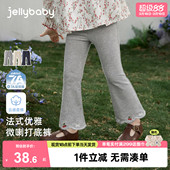 7A抑菌 子法式 女童微喇休闲裤 甜美刺绣儿童裤 花边宝宝长裤 春新款