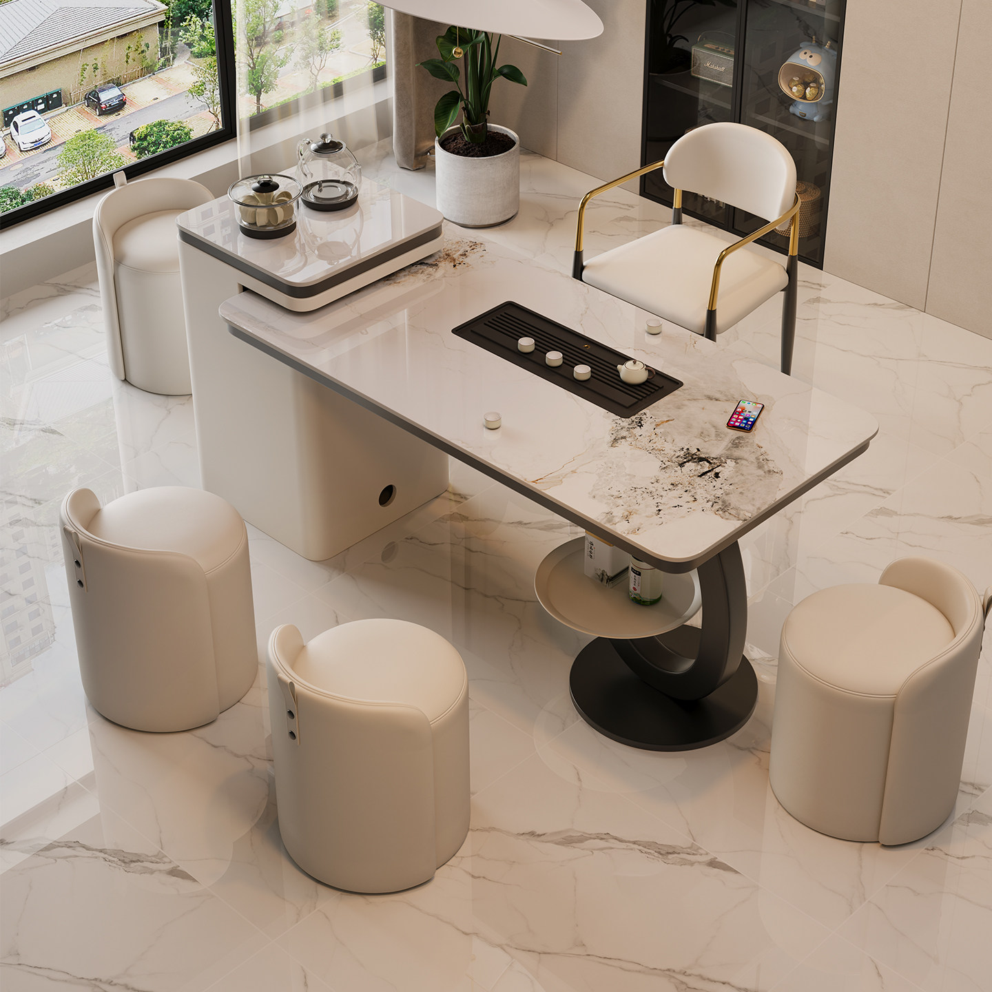 2025新款岩板茶桌椅组合家用阳台小茶台轻奢高级感烧水壶一体茶桌,住宅家具,家用茶台/茶桌,淘宝优惠券,粉丝福利购,淘宝优惠卷