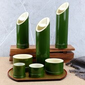 刺身装 饰品竹筒酒具仿竹清酒壶竹桶干冰竹筒料理竹桶竹形盛皿杯具