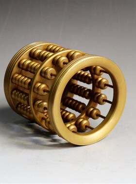 仿古黄铜纯铜笔筒摆件算珠笔筒摆件家居装饰工艺礼品古玩藏品摆件