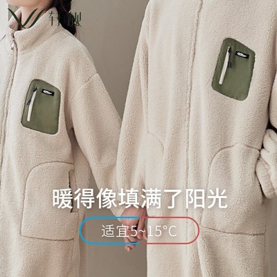 【抗静电】羊羔绒情侣睡袍女冬季家居服加绒加厚睡衣男士大码浴袍