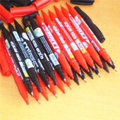 幼儿园记号笔宝宝勾线儿童绘画黑色红色防水油性粗细两头不掉色