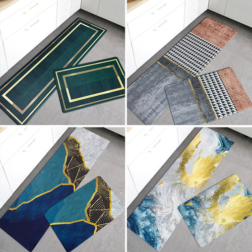 厨房地垫 PVC可擦免洗轻奢风地垫加厚家用防滑防油防摔脚垫子地毯