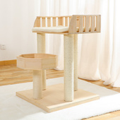 猫爬架实木木质布偶剑麻柱子夏季 猫架猫窝一体 不占地稳固大猫日式