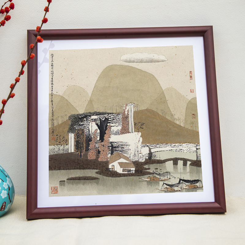 实木国画框装裱定制做33x33 50x50 68x68Q书法字卡镜片毛笔中式挂