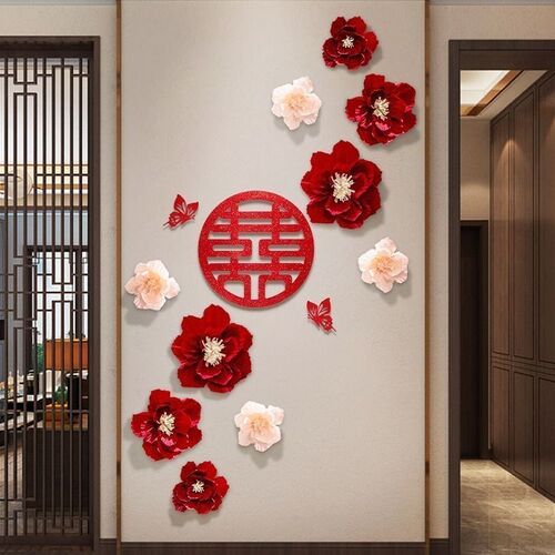 婚房布置套装男方拉花结婚男女方卧室网红婚礼客厅婚房花朵装饰