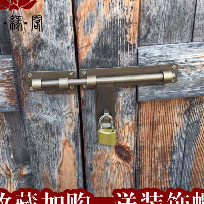 门插销门扣门栓大门插锁纯铜老式大号门闩仿古木门明装加长门拴
