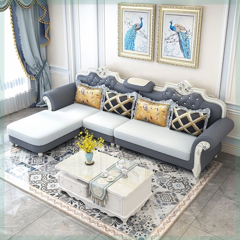 欧式布艺沙发组合客厅大小户型实木科技布沙发L转角贵妃欧式沙发