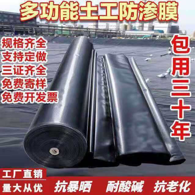 黑色加厚鱼塘防渗膜鱼塘护坡专用膜鱼池防水布藕池防渗土工膜整卷