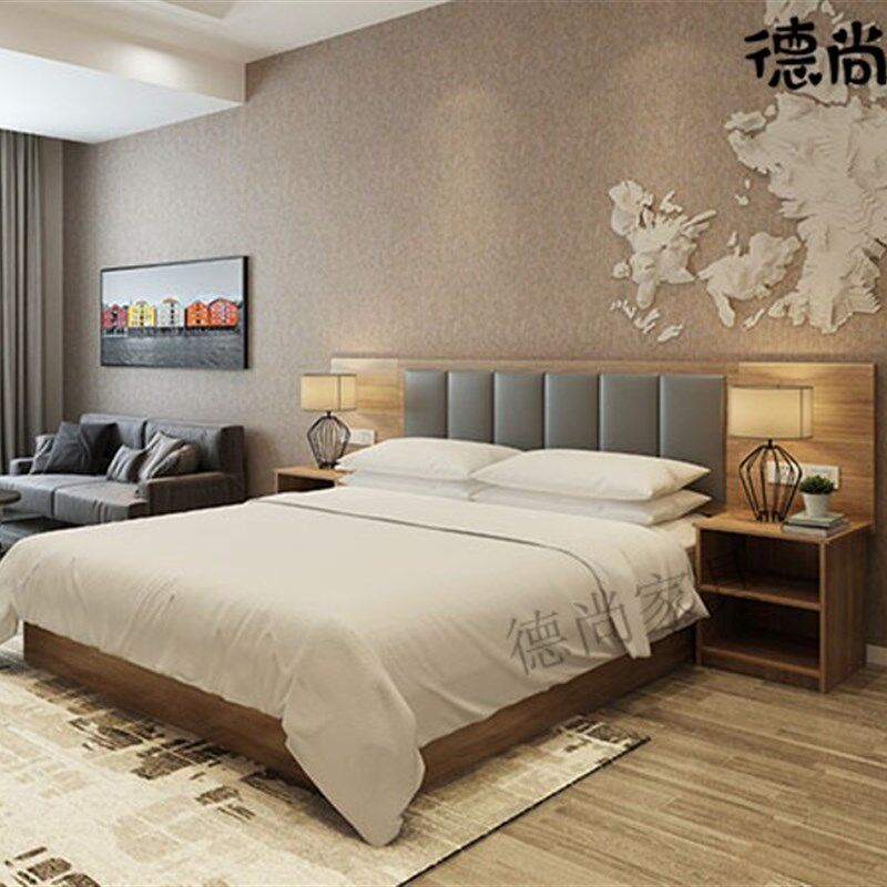 成都酒店宾馆家具成全套标间床单人套房单身公寓床箱架衣柜电视柜图片