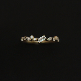 小方糖S925银镀18K金极简方钻锆石戒指精致小巧百搭高级感指环女