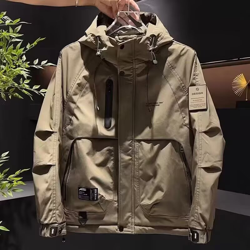 工装连帽二棉外套男款2025冬季