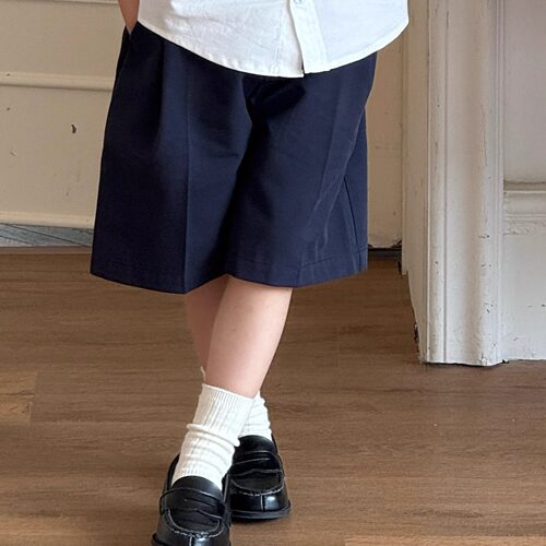 Pawn Tiger2026夏季儿童藏青色天丝棉休闲西装裤学院风短裤A类