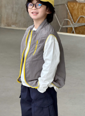 Pawn Tiger2026春款儿童户外机能防风防水马甲山系撞色叠穿背心