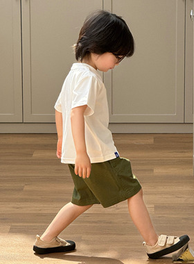 Pawn Tiger2025新款夏日系军绿工装短裤男女童韩版纯棉休闲短裤