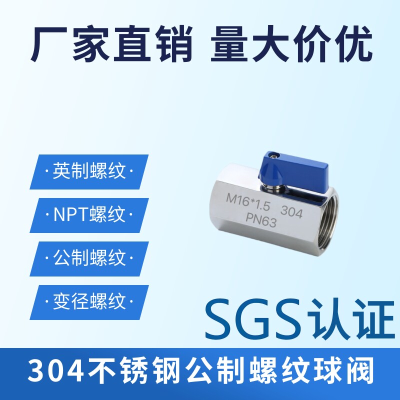 304不锈钢公制螺纹小球阀NPT螺纹