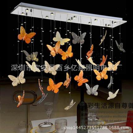 简约餐厅吊灯长方形吸顶灯LED饭厅吧台过道灯客厅创意蝴蝶吊灯