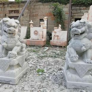 青石狮子 汉白玉石雕狮子 摆件小号镇宅石头大门口工艺品尺寸可选