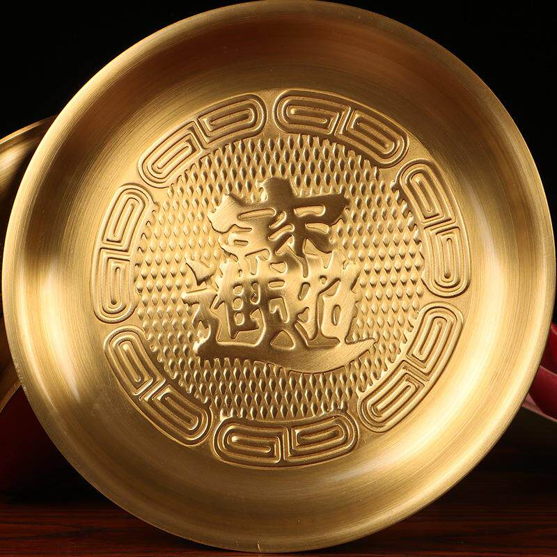 现货铜果盘招财莲花水果供盘 家用拜神供奉水果盘黄铜果盘