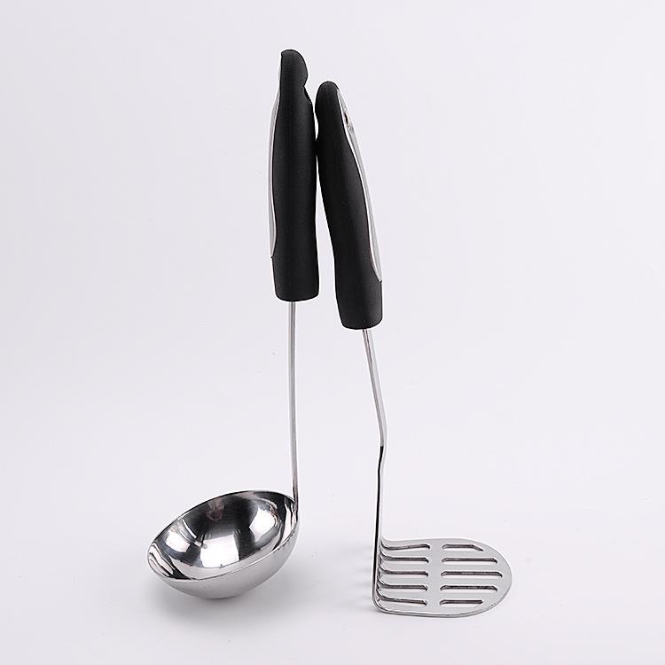 不锈钢烹饪厨具套装 厨房用具汤漏煎锅铲叉子勺子十件套