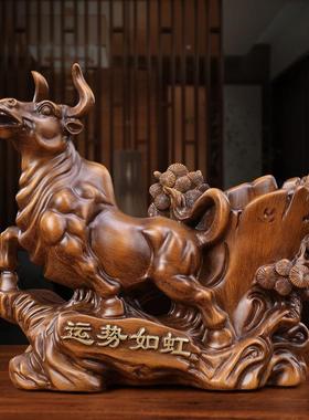 运势如虹牛笔筒摆件工艺品创意办公桌书房装饰送领导老师商务礼品