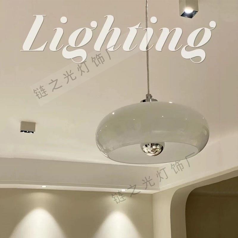 中古奶白色包豪斯玻璃三头蛋挞小吊灯北欧餐厅床头灯氛围玄关吧台