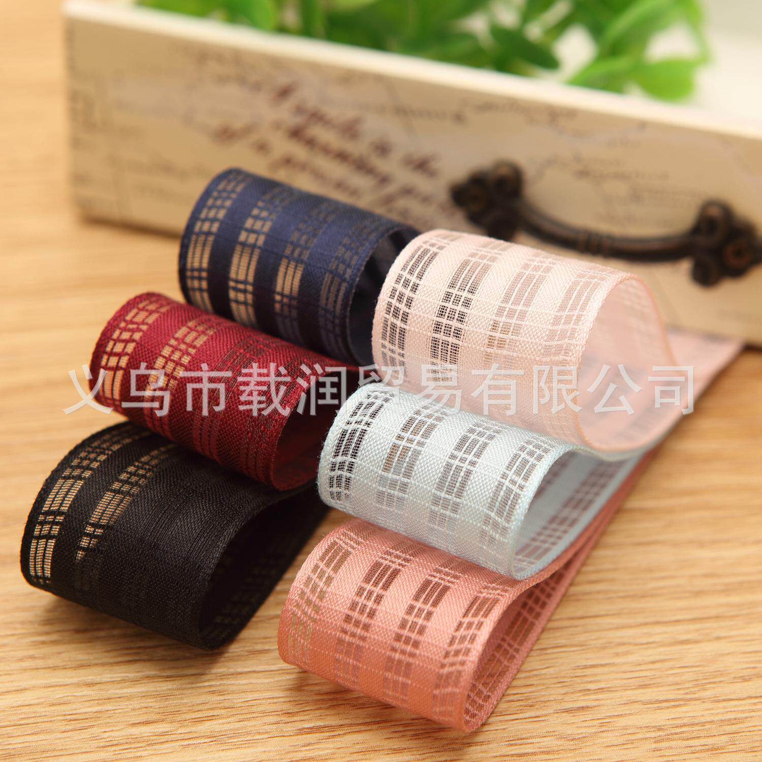 条纹网格雪纱丝带 diy手工发饰服装鞋花礼帽配件涤纶带
