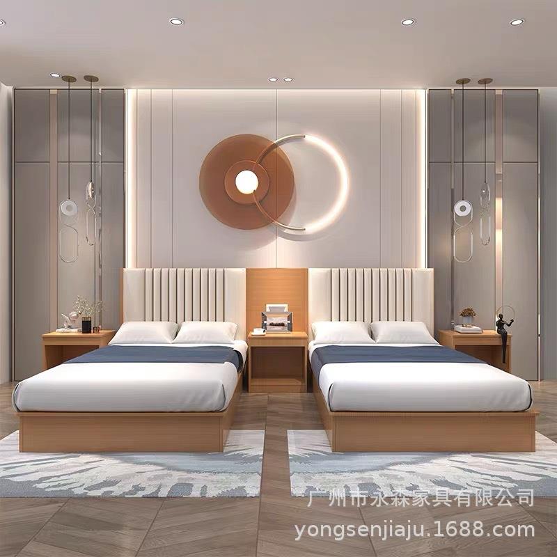 宾馆家具双人床民宿公寓式床箱电视柜出租屋单人客房酒店标间全套