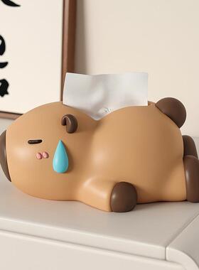 卡皮巴拉创意纸巾盒客厅茶几吧台餐桌治愈系摆件送礼样板间装饰品