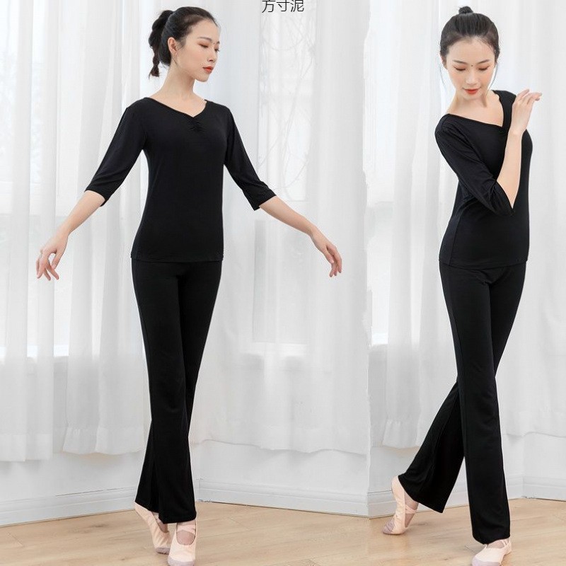 舞蹈裤女微喇形体裤直筒弹力学生训练艺考中舞舞蹈练功服专用