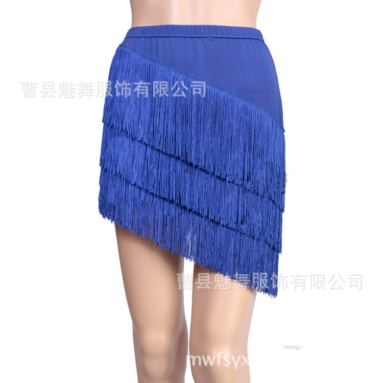 广场舞服演出服成人女流苏半身短裙拉丁舞服装倾斜款大码四季可穿