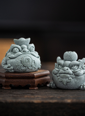 中式青砂石招财金蟾茶室桌面茶宠摆件家居创意鱼缸空间造景装饰品
