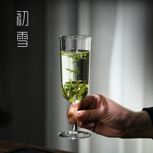 猴魁泡茶杯泡绿茶专用茶具茶楼茶馆玻璃杯高脚防烫闻香杯高端