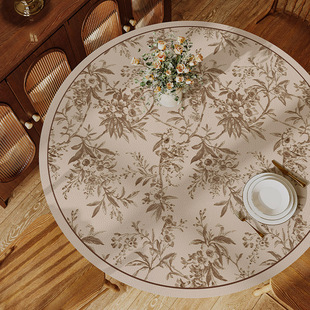 法式 2024新款 桌布中古风圆桌桌垫高级感小圆形茶几台布边几垫子