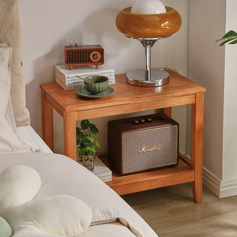 家逸实木沙发边几客厅角几侧边柜家用边柜方几小桌子樱桃木色