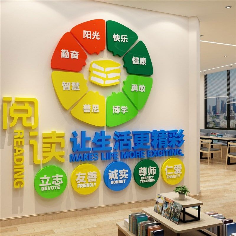 绘本馆墙面装饰读图书角布置环创幼儿园童阅读室区班文化背景互动,家居饰品,文化墙贴,淘宝优惠券,粉丝福利购,淘宝优惠卷