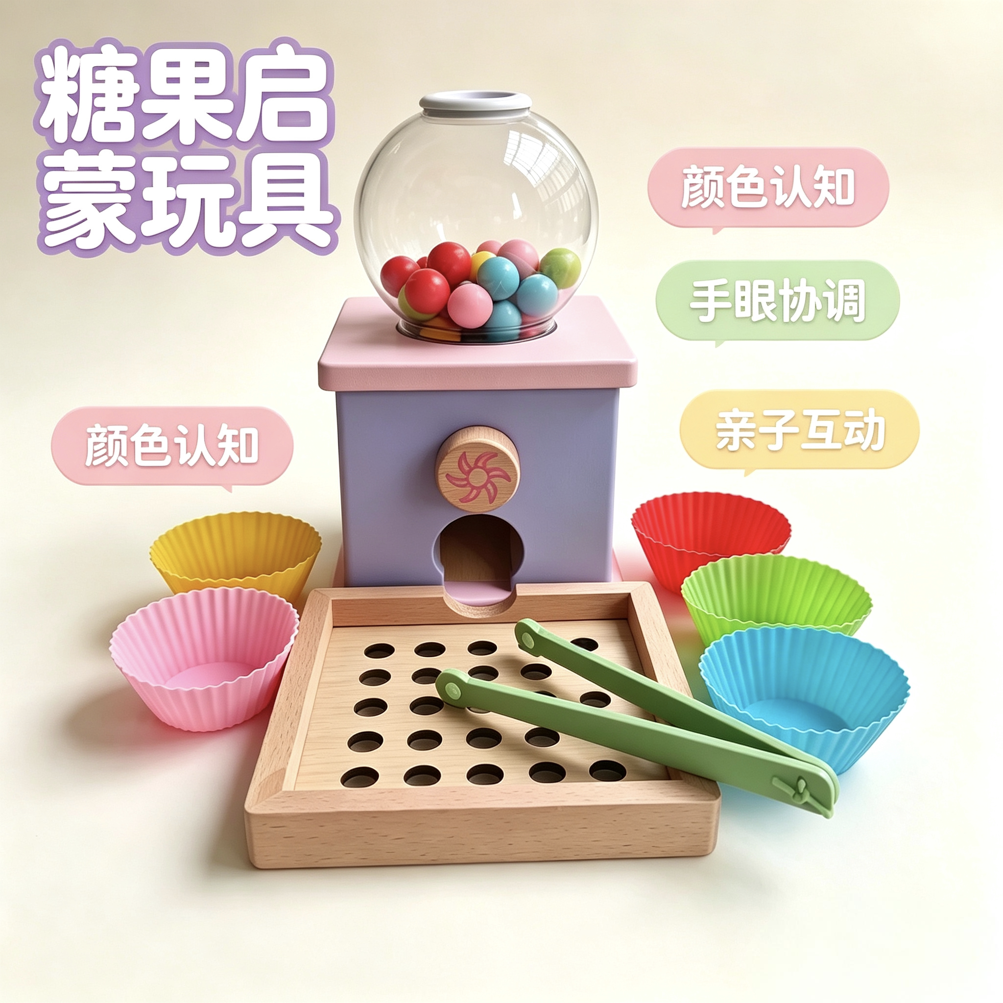儿童木质糖果机颜色认知早教