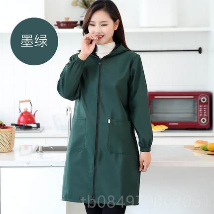 正品水加绒防罩衣大人加长款工作女加厚家用服厨房防油时长袖围裙