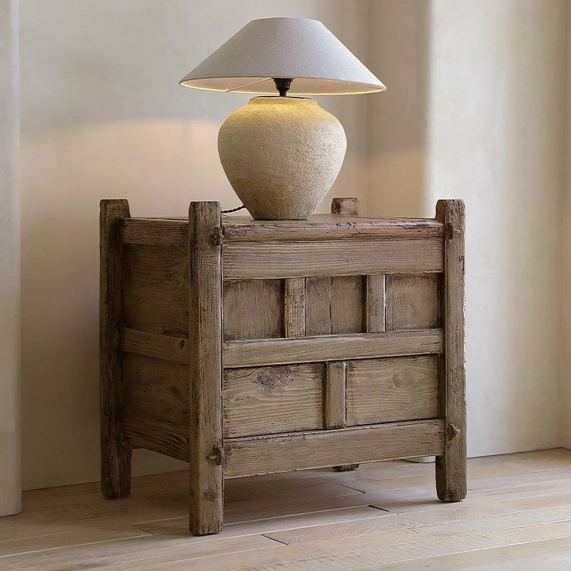 叕木 日式侘寂风格民宿床头柜实木收纳矮柜明清古典怀旧餐边柜子