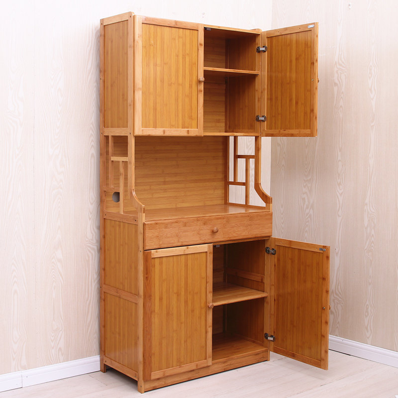 厨房柜子储物柜实木碗柜多层收纳置物架置物柜杂物柜微波炉落地竹,厨房/烹饪用具,厨房置物架/置物柜/角架,淘宝优惠券,粉丝福利购,淘宝优惠卷