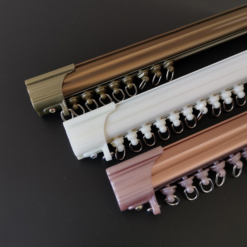 静音铝合金窗帘轨道滑轮顶装侧装单轨双轨窗帘杆槽滑道导轨直滑轨