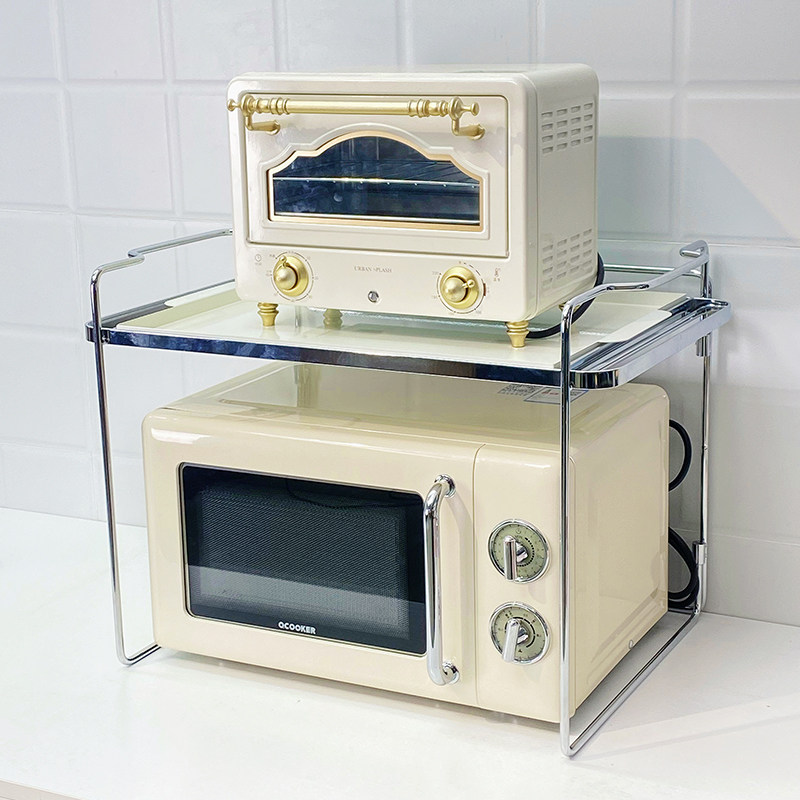 折叠厨房微波炉置物架调料架家用台面烤箱架子多功能双层餐盘收纳,厨房/烹饪用具,厨房置物架/置物柜/角架,淘宝优惠券,粉丝福利购,淘宝优惠卷