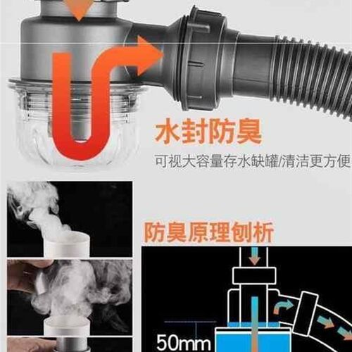 厨房下水道管子防溢水双槽塑料排污软管洗菜池洗碗盆排水道延长管