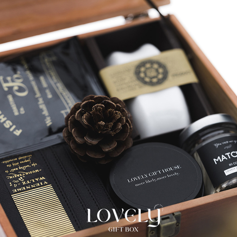 拉芙里男士鸡尾酒卡包父亲节礼物商务木盒定制开业活动婚礼伴手礼