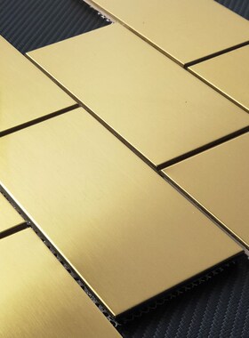 金色不锈钢马赛克瓷砖金属墙贴玄关客厅背景墙方砖墙砖自粘拉丝砖