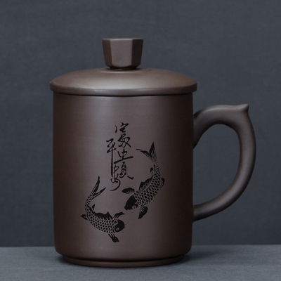 紫砂壶茶杯个人专用父亲节礼物男士家用泡茶紫砂内胆办公杯陶瓷杯