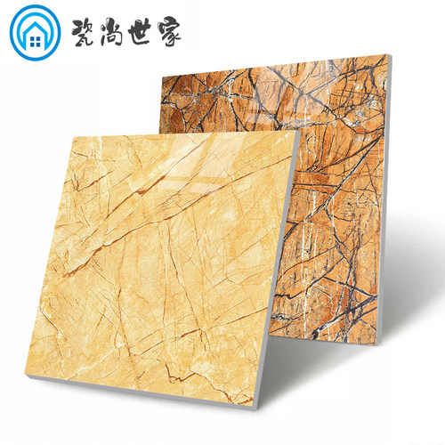 碧桂园瓷砖 黄色客厅大理石地砖800x800走廊厨房防滑地板砖鹅毛金