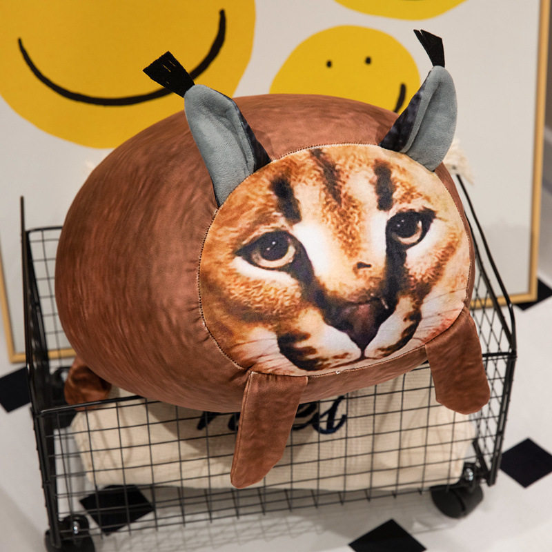 跨境热卖新款软体毛绒仿真狞猫抱枕猫咪公仔儿童礼物