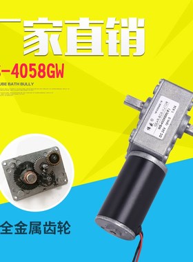 大力矩双出轴涡轮蜗杆减速电机12V24V调速正反微型有刷直流小马达